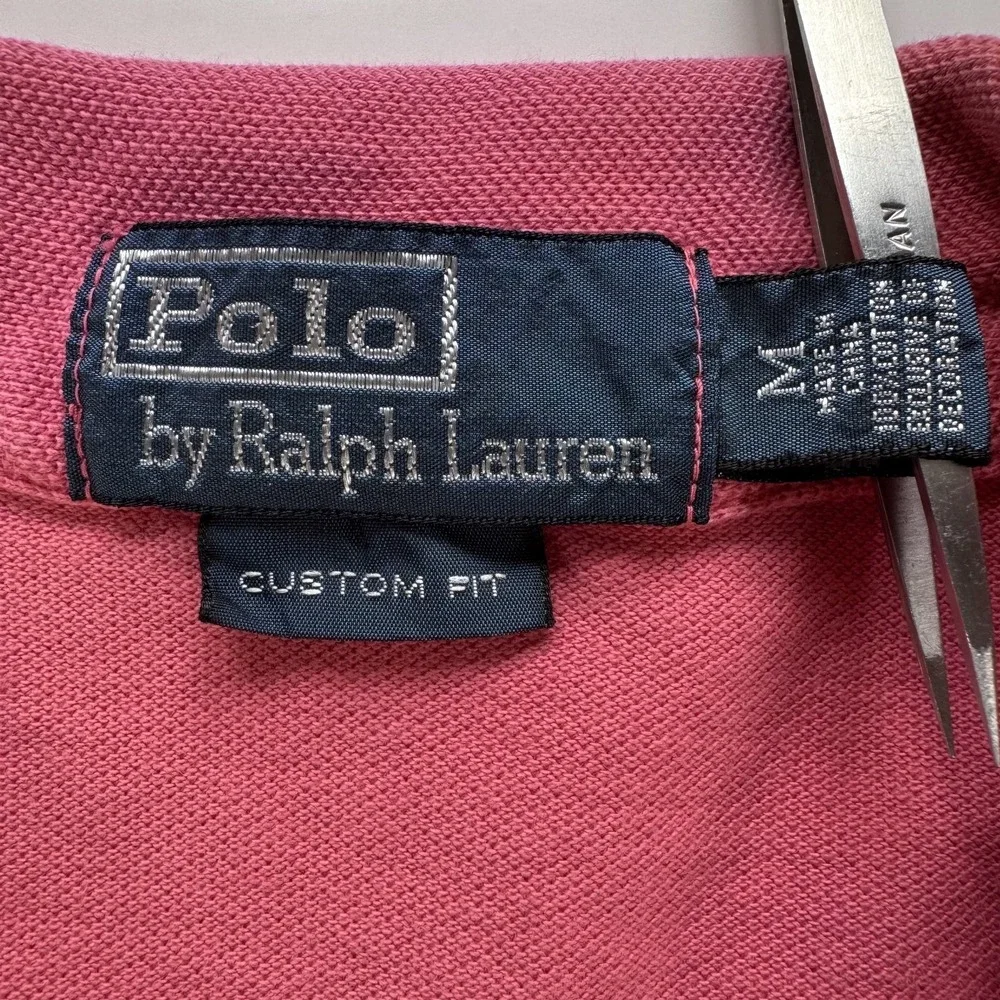 POLO RALPH LAUREN Short Sleeve Polo Pocket Shirt Mens Medium Custom Fit Pink